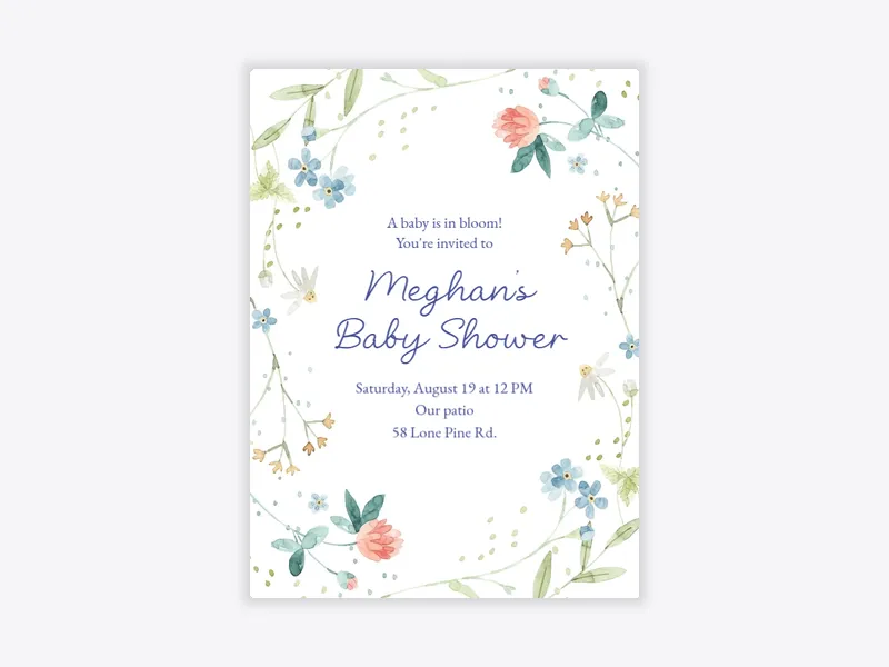 Watercolor Wildflowers - baby - Invitation