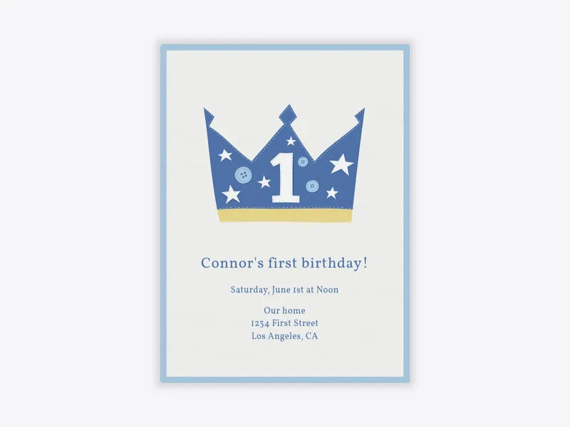 Blue Birthday Crown - babys_first - Invitation