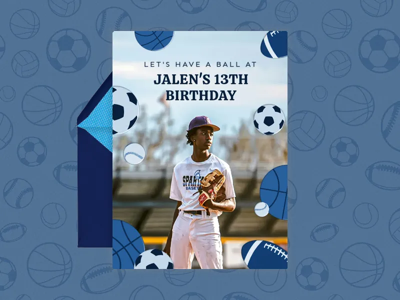 Blue Sports Balls Teen (Photo) - featured - Invitation