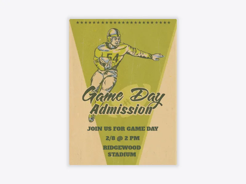 Game Day Ticket - tailgating - Invitation