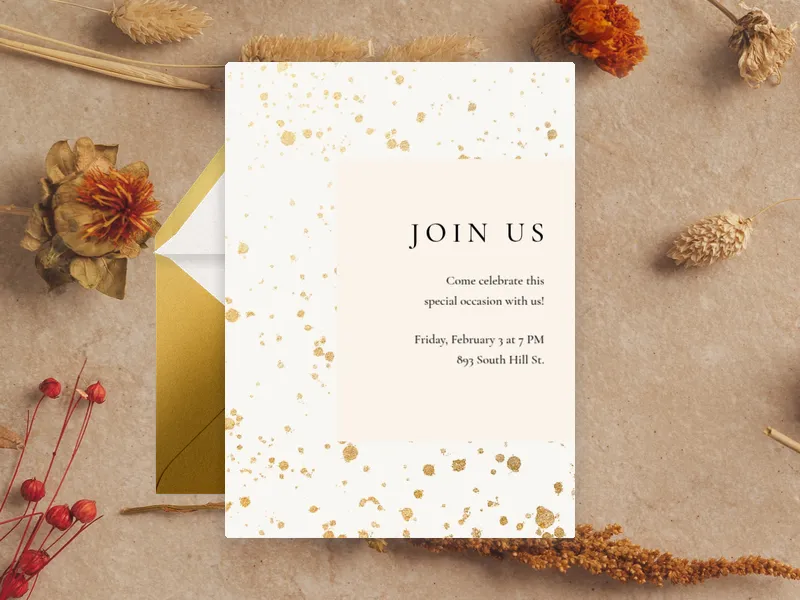 Gold Paint Splatter - charity_fundraisers - Invitation