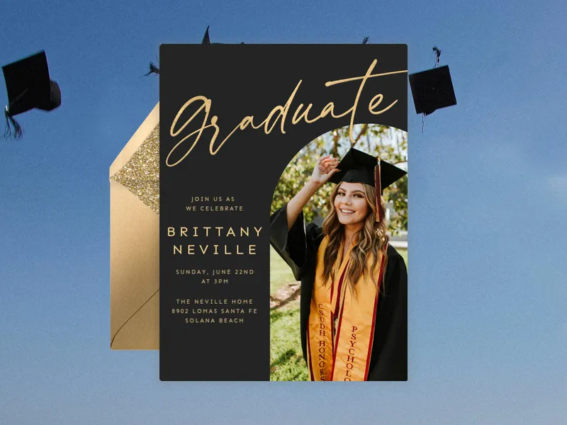 Dark Modern Arch (Photo) - graduation - Invitation