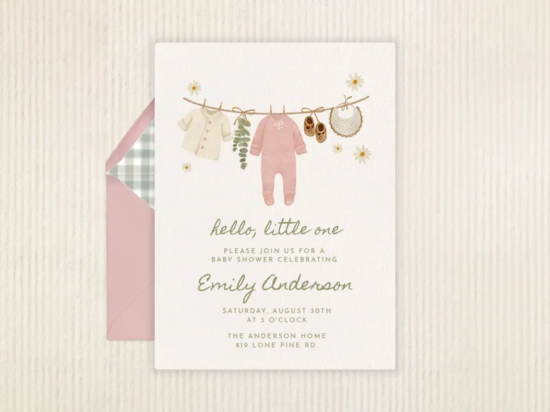 Pink Daisies & Darling Duds - baby_sprinkle - Invitation