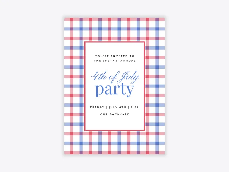Red, White & Gingham - july_fourth - Invitation