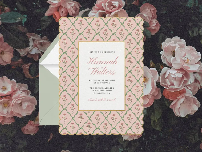 Scalloped Rose - wedding - Invitation