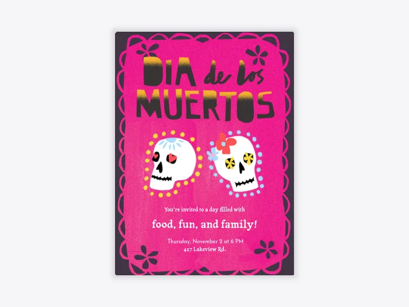 Pink Sugar Skulls - dia_de_los_muertos - Invitation