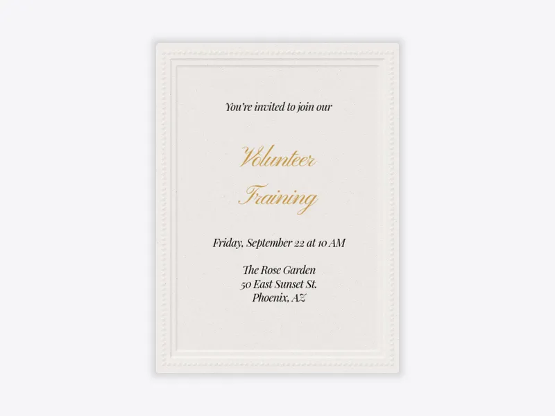 Simple & Classic Embossed - volunteering - Invitation