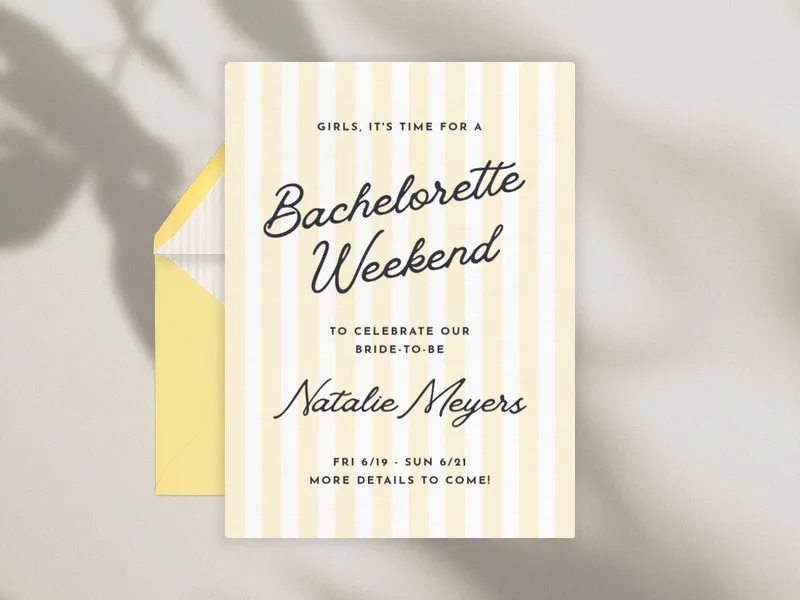 Yellow Line Time - bachelorette - Invitation