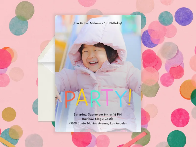 Colorful Party (Photo) Invitation premium template design