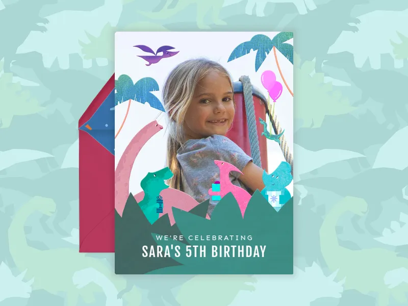 Dinosaur Birthday (Photo) Invitation premium template design