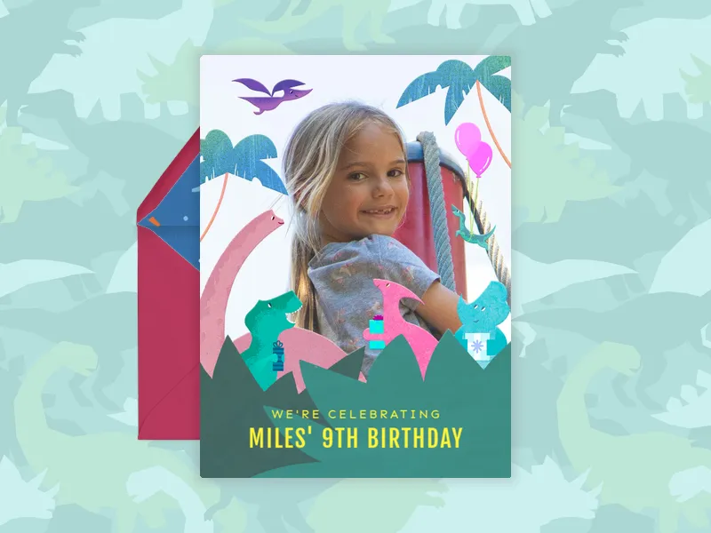 Dinosaur Birthday (Photo) Invitation premium template design