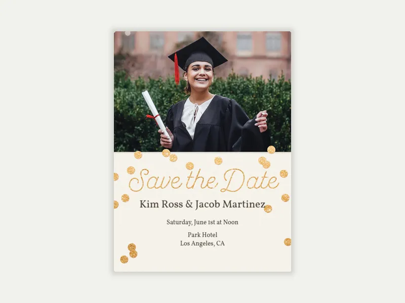 Festive Gold Confetti - Save the Date (Photo) - graduation_save_the_date - Invitation