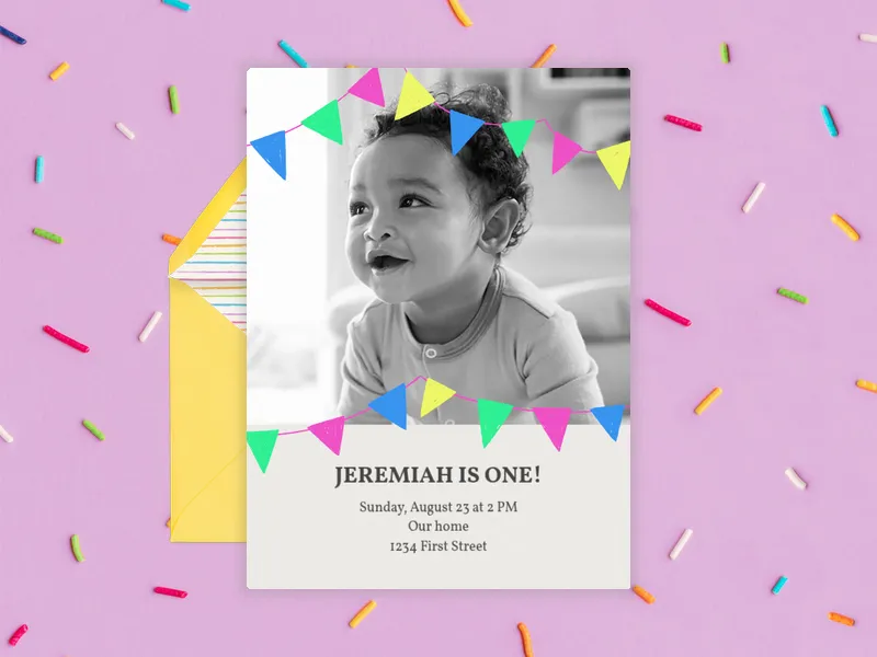 Happy Bunting (Photo) Invitation premium template design