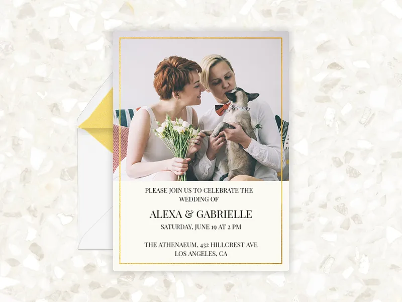 Minimal Gold Border (Photo) Invitation premium template design