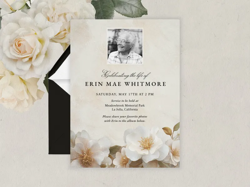 Painted Peonies (Photo) Invitation premium template design