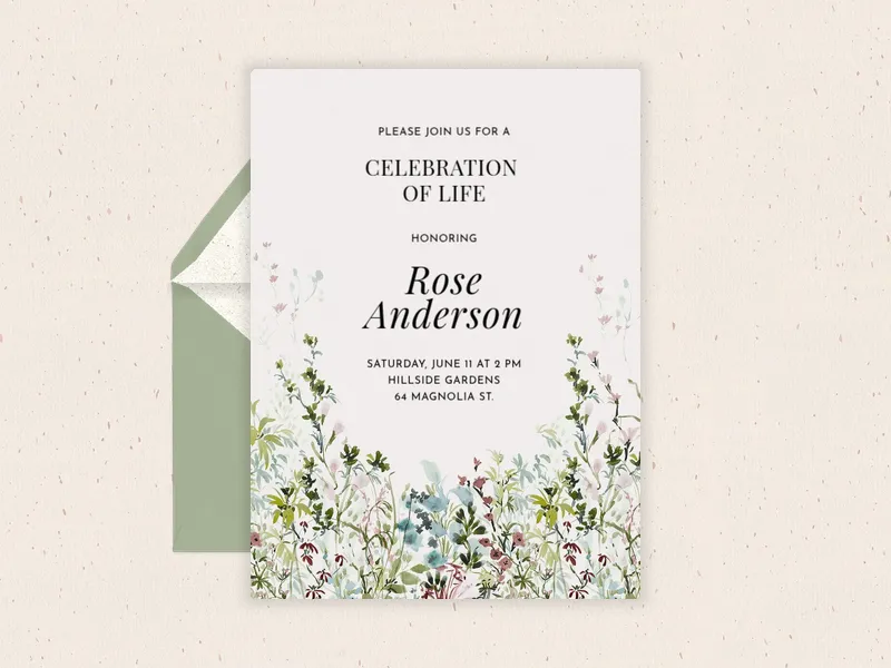Laura Ashley: Pointon Fields - funeral_memorial_service - Invitation