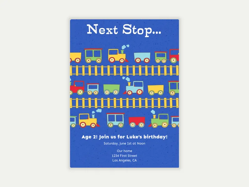 Railroad Birthday - 2nd_birthday - Invitation