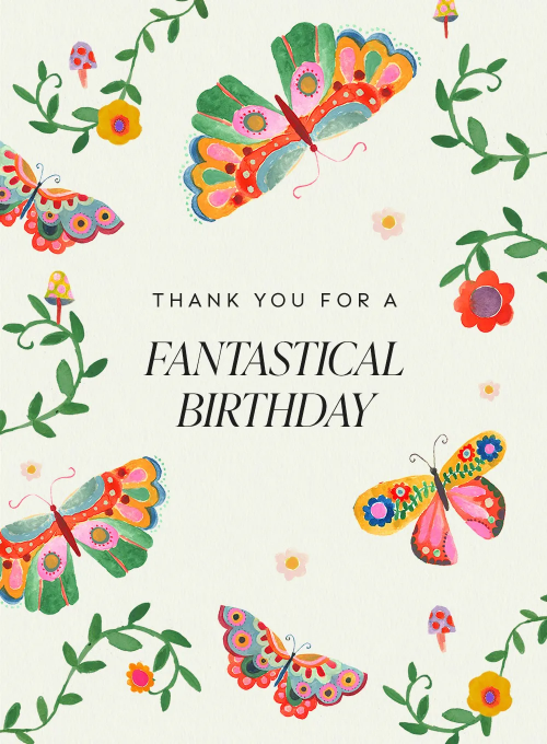 Botanical Butterflies Thank You - featured - Card