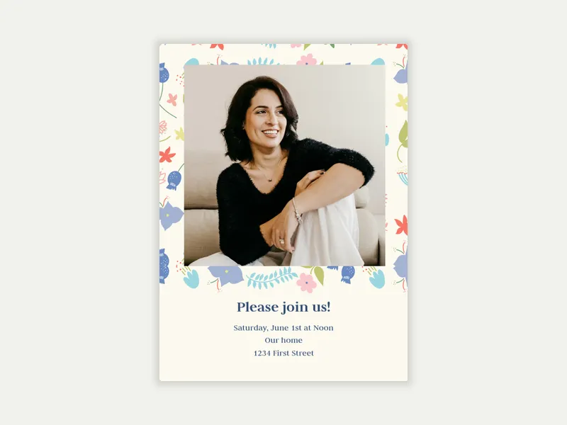 Spring Floral (Photo) Invitation free template design