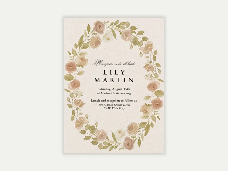 Watercolor Roses - christening - Invitation