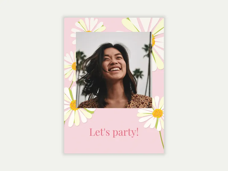 White Daisy (Photo) Invitation free template design