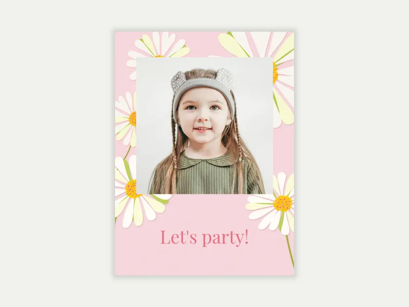 White Daisy (Photo) Invitation free template design
