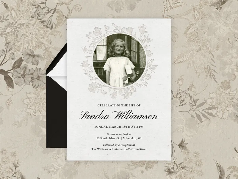 Debossed Flowers (Photo) Invitation premium template design