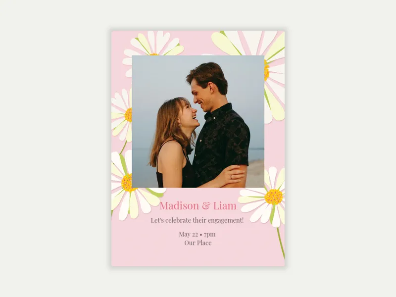 White Daisy (Photo) Invitation free template design