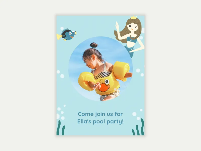 Beach Mermaid (Photo) Invitation free template design