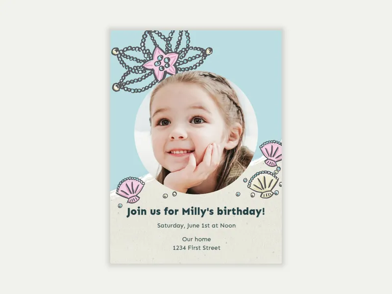 Beach Princess (Photo) Invitation free template design