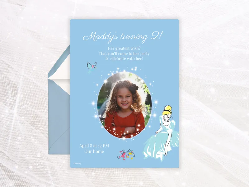 Disney’s Cinderella: Whatever You Wish For (Photo) Invitation premium template design