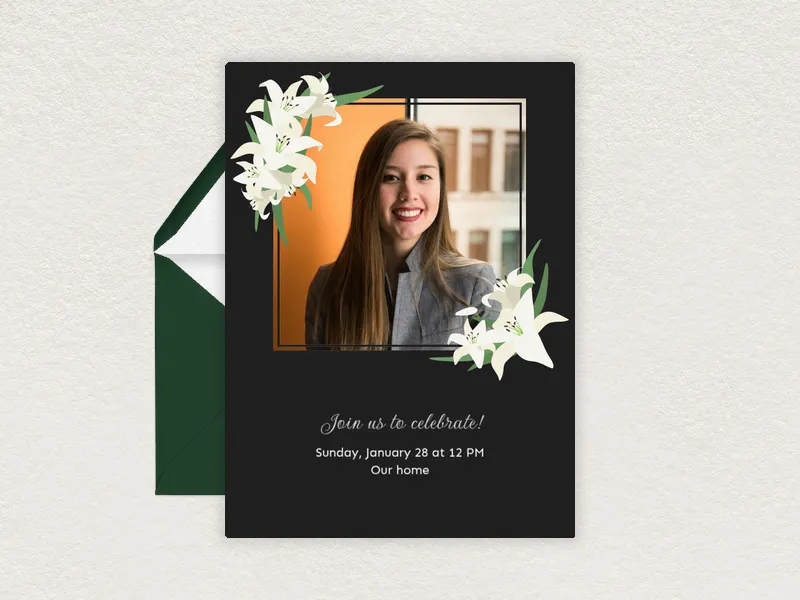 Lily Frame (Photo) Invitation premium template design