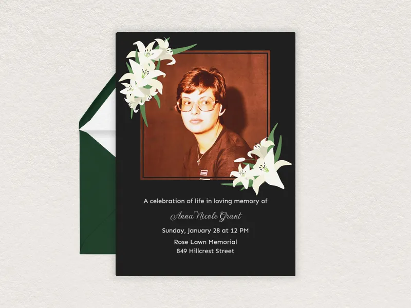 Lily Frame (Photo) Invitation premium template design
