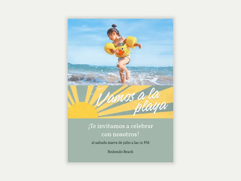 Beach Life Spanish (Photo) Invitation free template design