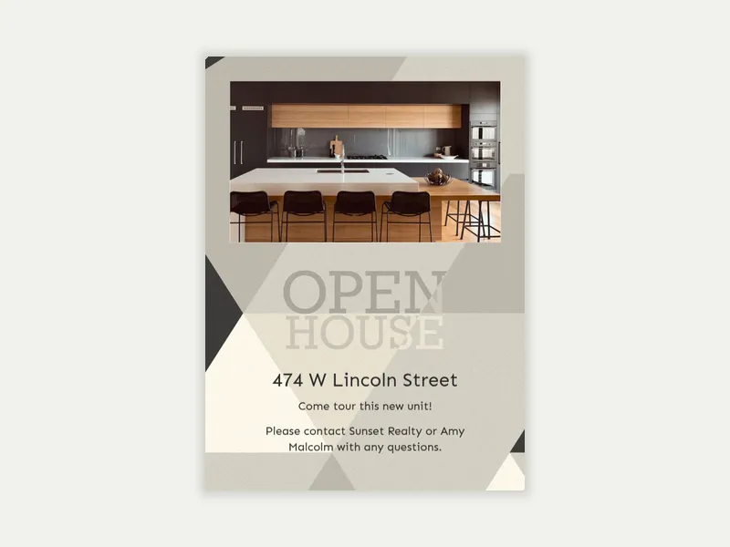 Color Block Arrow Open House (Photo) Invitation free template design