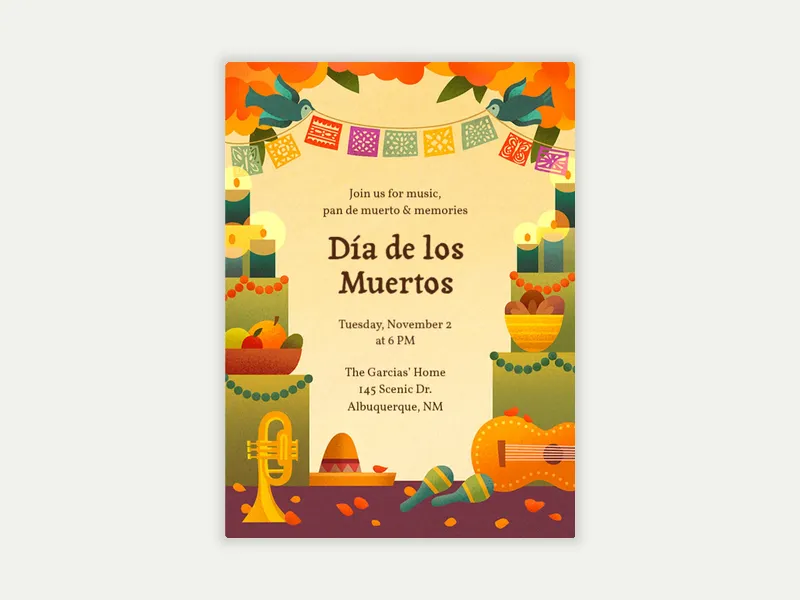 Día de los Muertos Music - dia_de_los_muertos - Invitation
