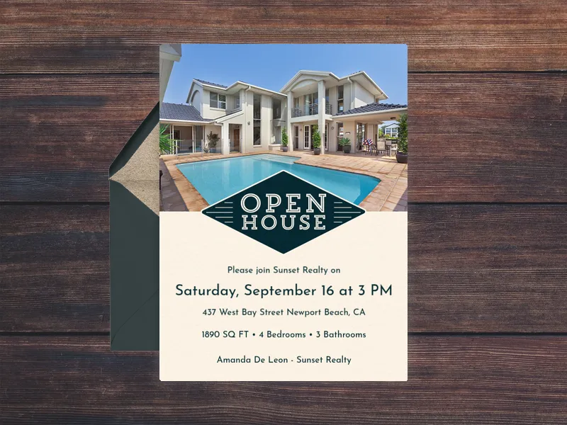 Emblem Diamond (Photo) Invitation premium template design