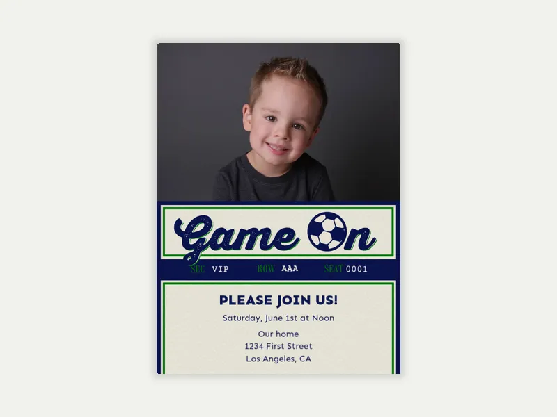 Soccer Game's On (Photo) Invitation free template design