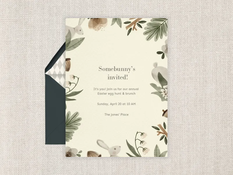 Garden Bunny - easter - Invitation