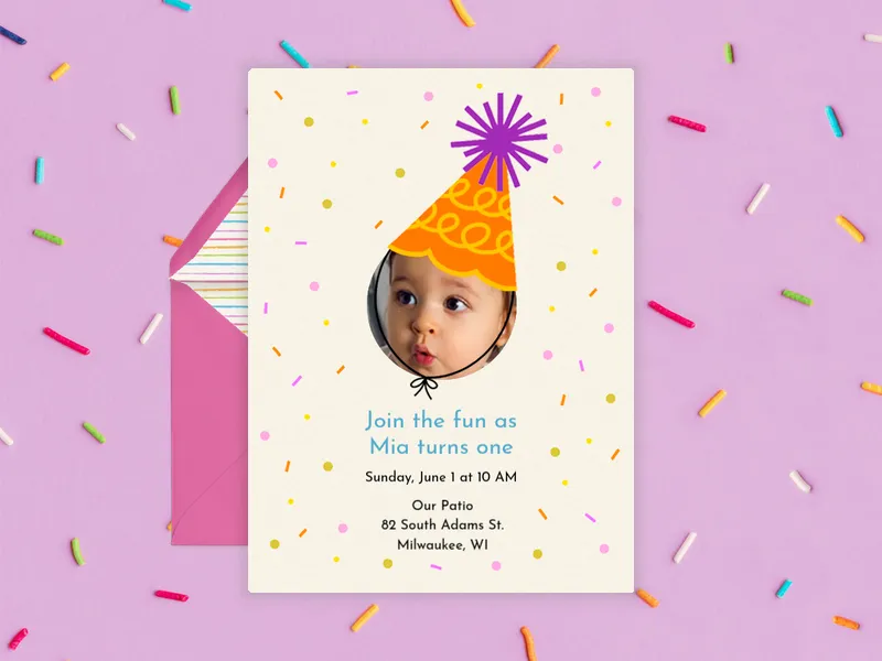 Party Hats (Photo) Invitation premium template design
