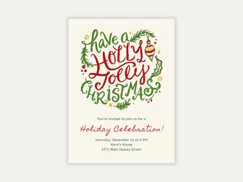 Holly Jolly - christmas - Invitation