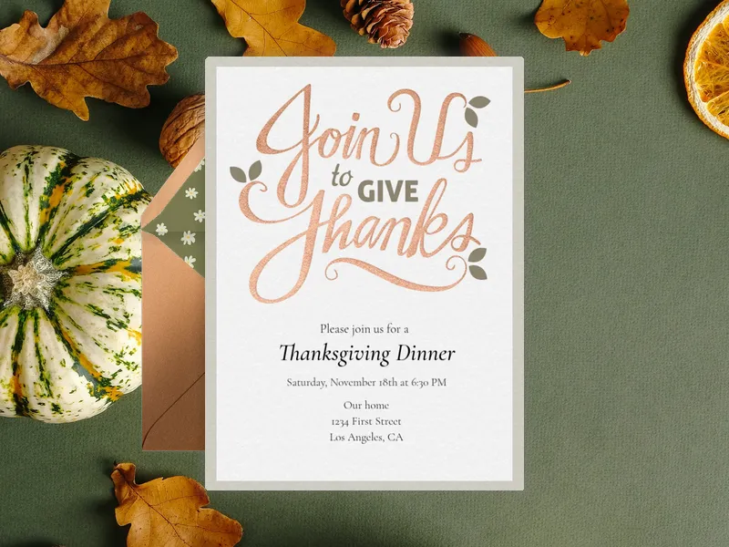 Join Us To Give Thanks - thanksgiving - Invitation