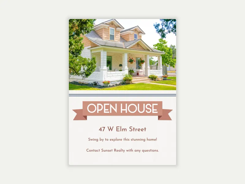 Open House Ribbon (Photo) Invitation free template design