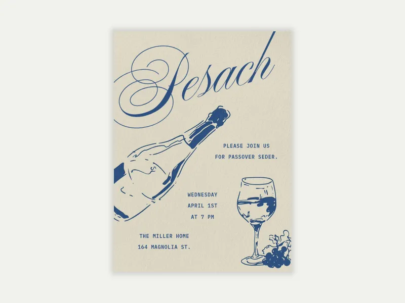 Pesach Wine Bottle - passover - Invitation