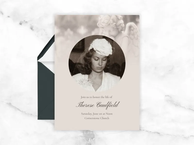 Sympathy Angel (Photo) Invitation premium template design