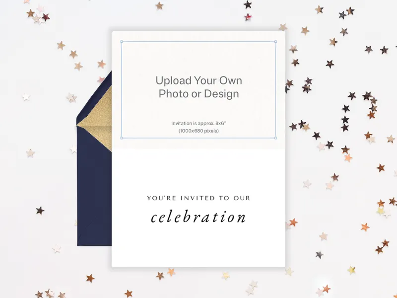 Upload Your Own Half Design (Speckled Paper) Invitation premium template design