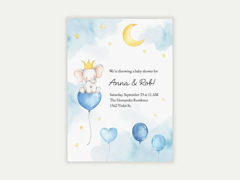Baby Elephants - bachelorette - Invitation
