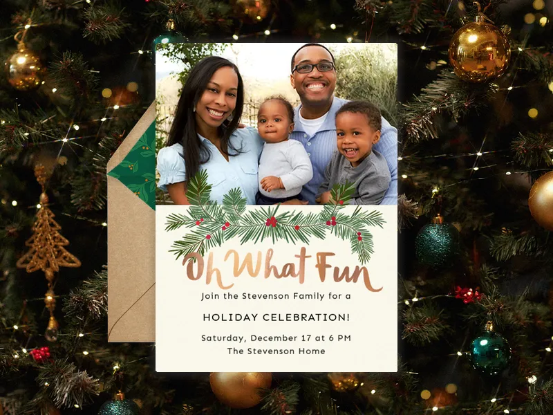 Spruce Garland (Photo) Invitation premium template design
