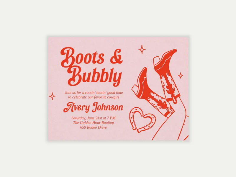 Boot Scootin’ Bash - bachelorette - Invitation