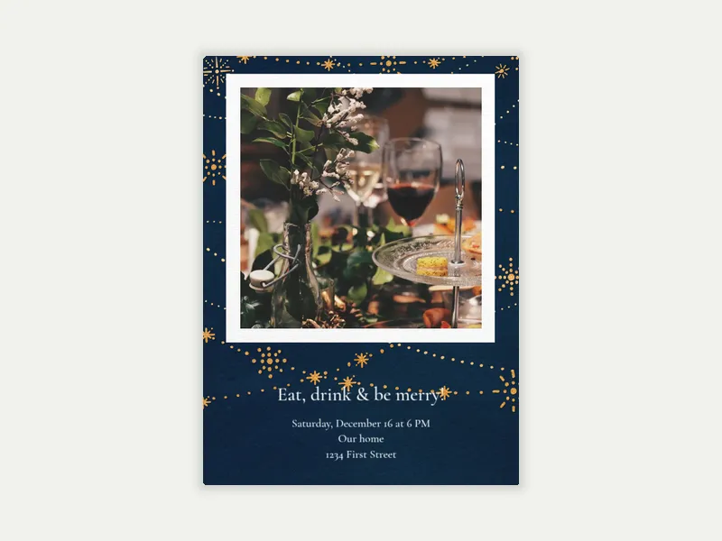Festive Gold Stars (Photo) Invitation free template design